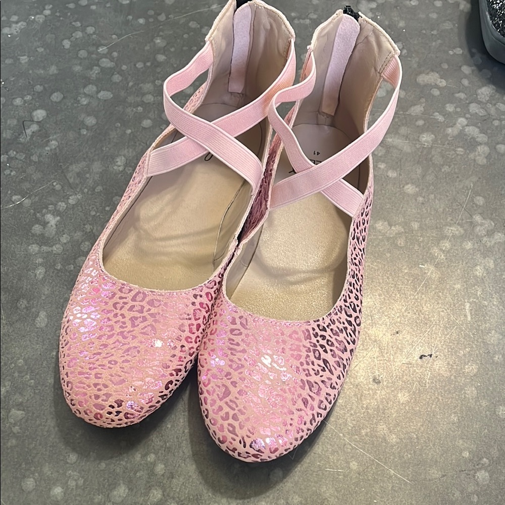 Pink Leopard Print Ballet Flats monkey Feet size 41 NWOT